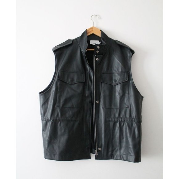 The Frankie Shop Ines Faux Leather Cargo Vest Black Size XS/S - Picture 3 of 9
